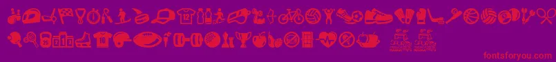 Go Go Sports-Schriftart – Rote Schriften auf violettem Hintergrund