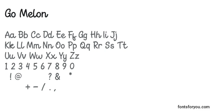Шрифт Go Melon (128090) – алфавит, цифры, специальные символы