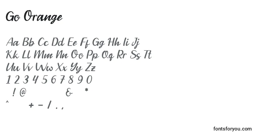 Czcionka Go Orange – alfabet, cyfry, specjalne znaki