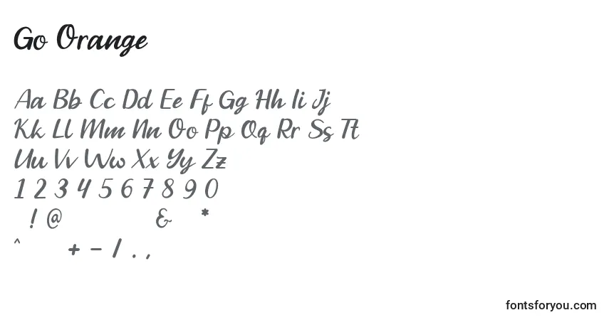 A fonte Go Orange (128094) – alfabeto, números, caracteres especiais