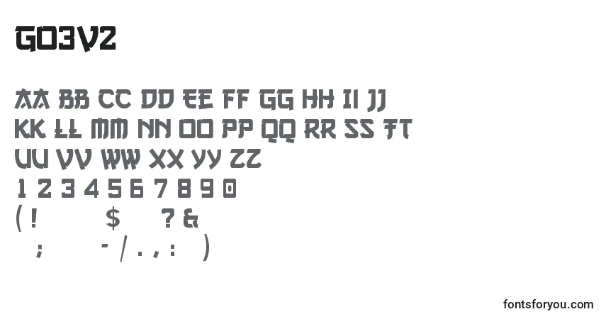 A fonte Go3v2 (128099) – alfabeto, números, caracteres especiais