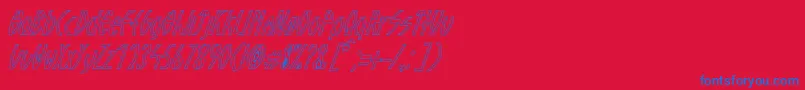 GuazhiruItalicOutlined-fontti – siniset fontit punaisella taustalla