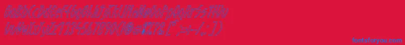 フォントGuazhiruItalicOutlined – 赤い背景に青い文字