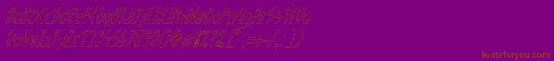GuazhiruItalicOutlined-Schriftart – Braune Schriften auf violettem Hintergrund