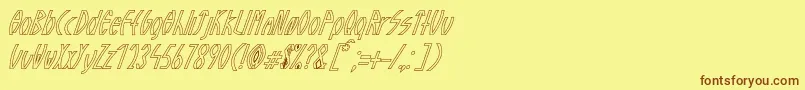 GuazhiruItalicOutlined-Schriftart – Braune Schriften auf gelbem Hintergrund