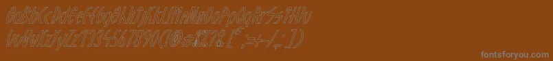 GuazhiruItalicOutlined-fontti – harmaat kirjasimet ruskealla taustalla