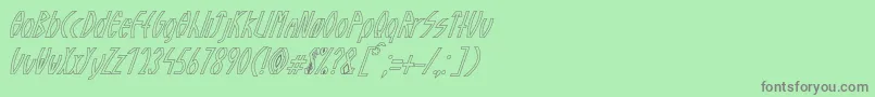 GuazhiruItalicOutlined Font – Gray Fonts on Green Background