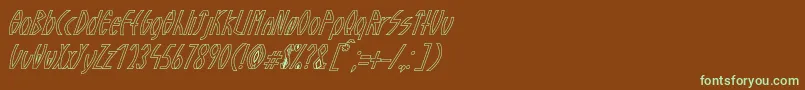 GuazhiruItalicOutlined-fontti – vihreät fontit ruskealla taustalla