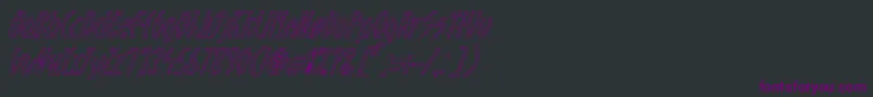 フォントGuazhiruItalicOutlined – 黒い背景に紫のフォント