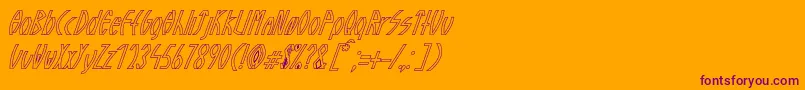 フォントGuazhiruItalicOutlined – オレンジの背景に紫のフォント