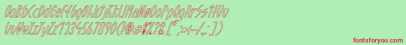 フォントGuazhiruItalicOutlined – 赤い文字の緑の背景