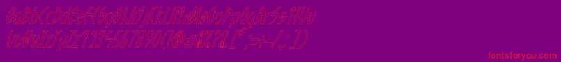 GuazhiruItalicOutlined-Schriftart – Rote Schriften auf violettem Hintergrund