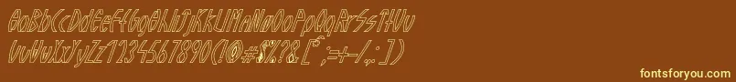 GuazhiruItalicOutlined-fontti – keltaiset fontit ruskealla taustalla