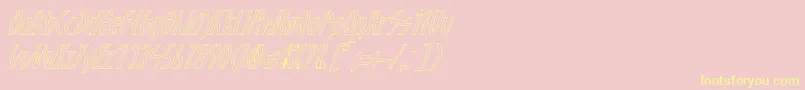 GuazhiruItalicOutlined-Schriftart – Gelbe Schriften auf rosa Hintergrund