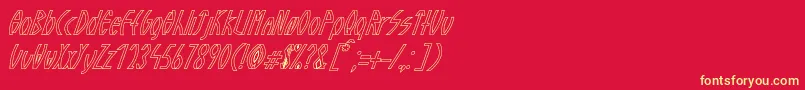 フォントGuazhiruItalicOutlined – 黄色の文字、赤い背景