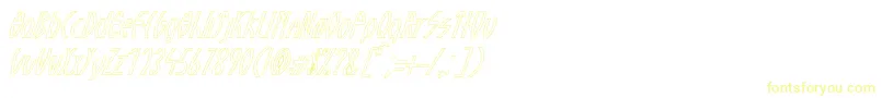 GuazhiruItalicOutlined-Schriftart – Gelbe Schriften auf weißem Hintergrund