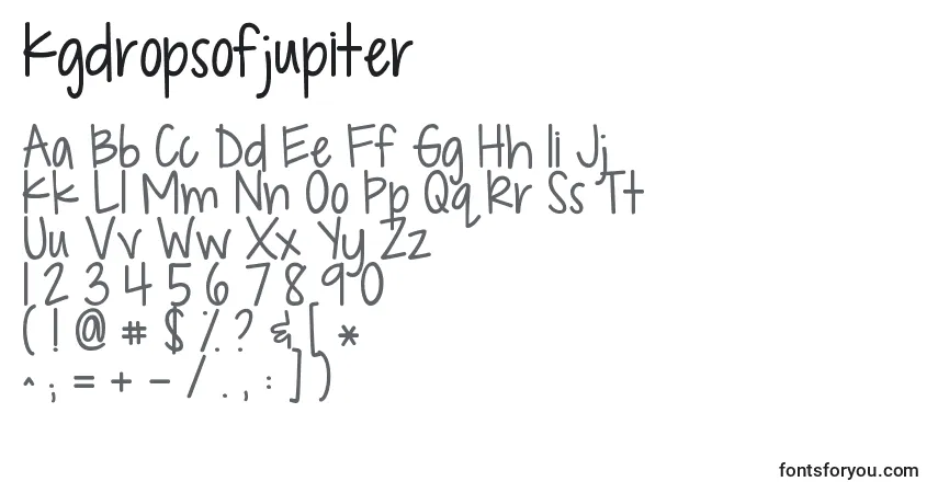 Czcionka Kgdropsofjupiter – alfabet, cyfry, specjalne znaki