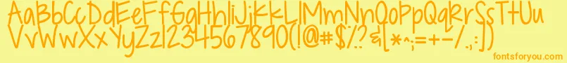 Kgdropsofjupiter-Schriftart – Orangefarbene Schriften auf gelbem Hintergrund