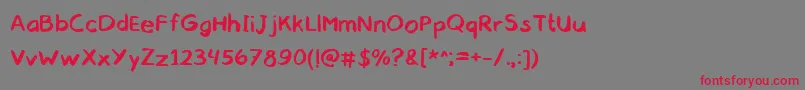 gobaaahandwrittencomic regular webfont Font – Red Fonts on Gray Background