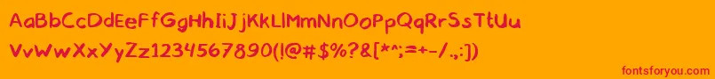 gobaaahandwrittencomic regular webfont Font – Red Fonts on Orange Background