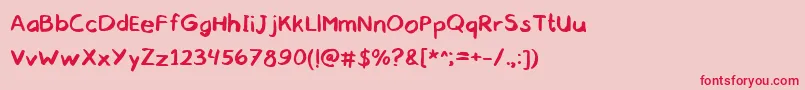 Czcionka gobaaahandwrittencomic regular webfont – czerwone czcionki na różowym tle