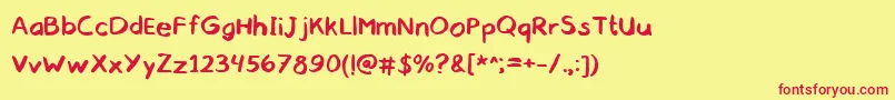 フォントgobaaahandwrittencomic regular webfont – 赤い文字の黄色い背景