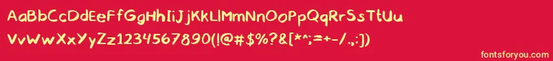 gobaaahandwrittencomic regular webfont Font – Yellow Fonts on Red Background