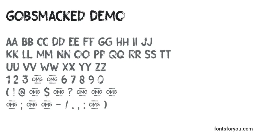 Шрифт Gobsmacked DEMO – алфавит, цифры, специальные символы