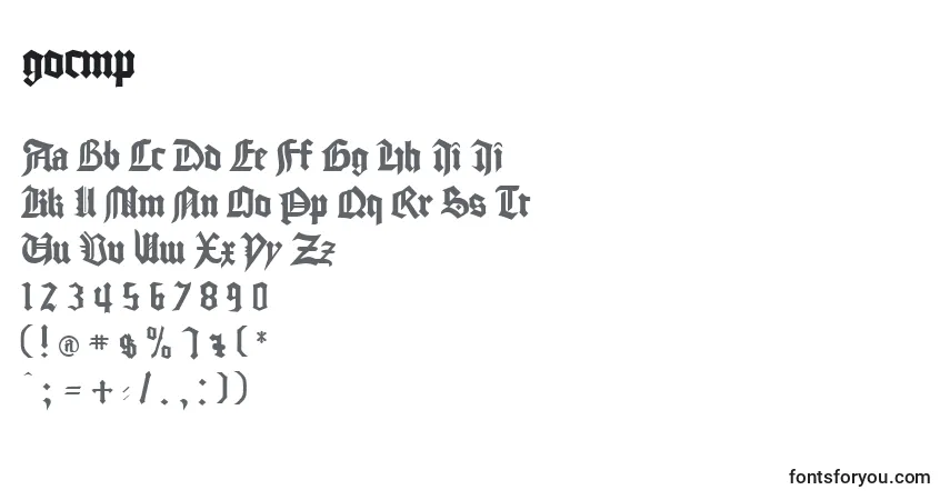 Czcionka Gocmp    (128104) – alfabet, cyfry, specjalne znaki