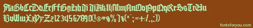 フォントgocmp    – 緑色の文字が茶色の背景にあります。