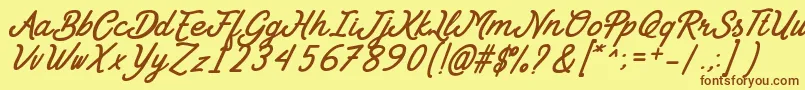 Czcionka Goday Font by 7NTypes – brązowe czcionki na żółtym tle