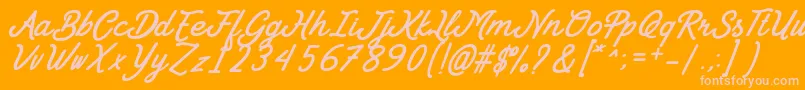 Goday Font by 7NTypes-fontti – vaaleanpunaiset fontit oranssilla taustalla