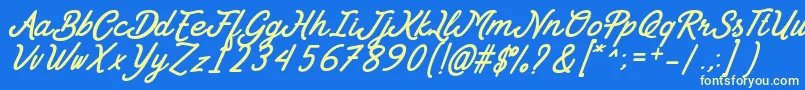 Goday Font by 7NTypes Font – Yellow Fonts on Blue Background