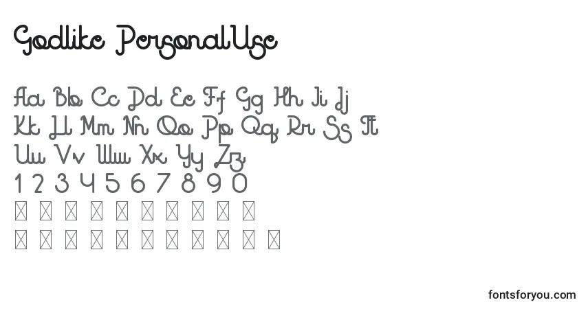 Шрифт Godlike PersonalUse – алфавит, цифры, специальные символы