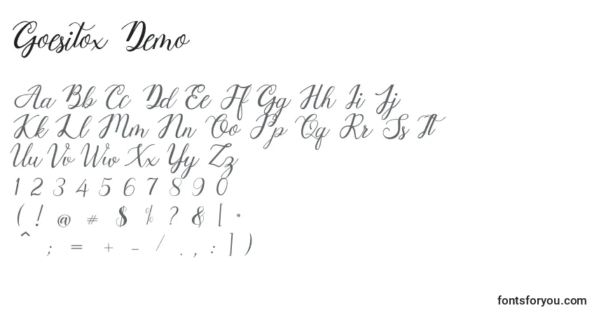 Schriftart Goesitox Demo – Alphabet, Zahlen, spezielle Symbole