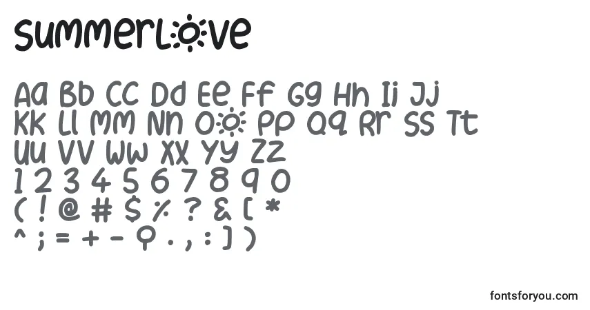 Czcionka SummerLove – alfabet, cyfry, specjalne znaki