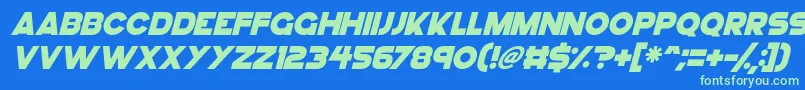 GoGo Hack Italic Font – Green Fonts on Blue Background