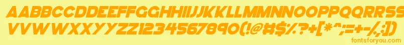 Fonte GoGo Hack Italic – fontes laranjas em um fundo amarelo