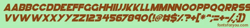 Fonte GoGo Hack Italic – fontes marrons em um fundo verde