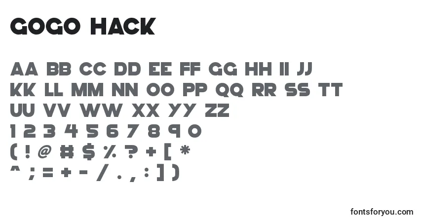Шрифт GoGo Hack – алфавит, цифры, специальные символы