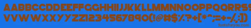 フォントGoGo Hack – 茶色の文字が青い背景にあります。