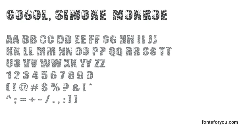 A fonte Gogol, Simone  Monroe – alfabeto, números, caracteres especiais