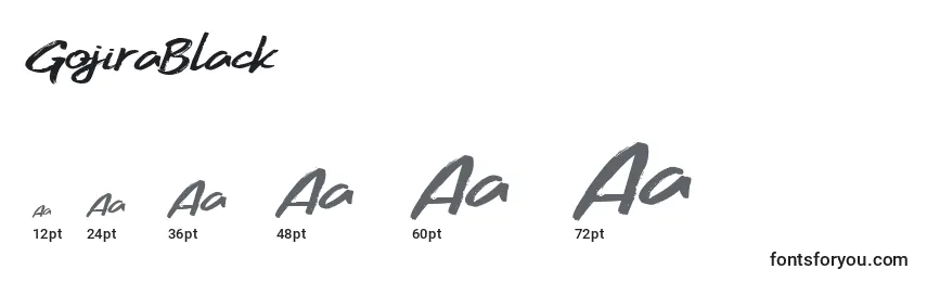 Размеры шрифта GojiraBlack