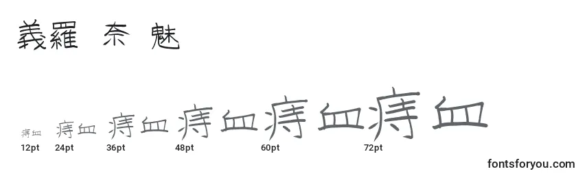 Größen der Schriftart GoJuOn (128119)