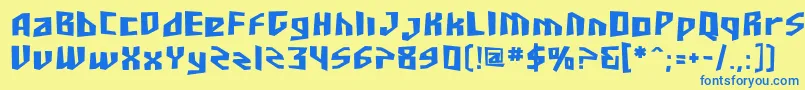 フォントSfjunkculture ffy – 青い文字が黄色の背景にあります。