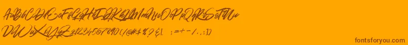 GOLD BRUSH-Schriftart – Braune Schriften auf orangefarbenem Hintergrund