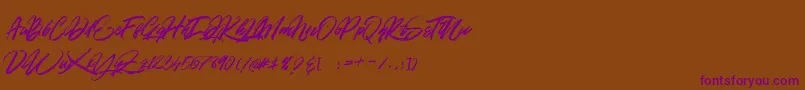 GOLD BRUSH-Schriftart – Violette Schriften auf braunem Hintergrund