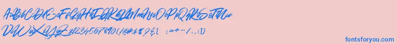GOLD BRUSH Font – Blue Fonts on Pink Background
