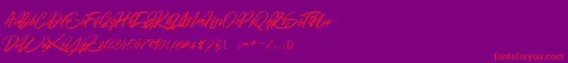 GOLD BRUSH Font – Red Fonts on Purple Background