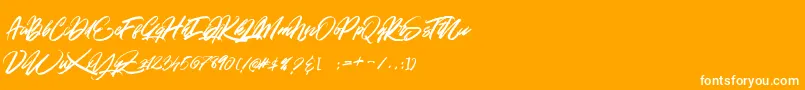 GOLD BRUSH-Schriftart – Weiße Schriften auf orangefarbenem Hintergrund